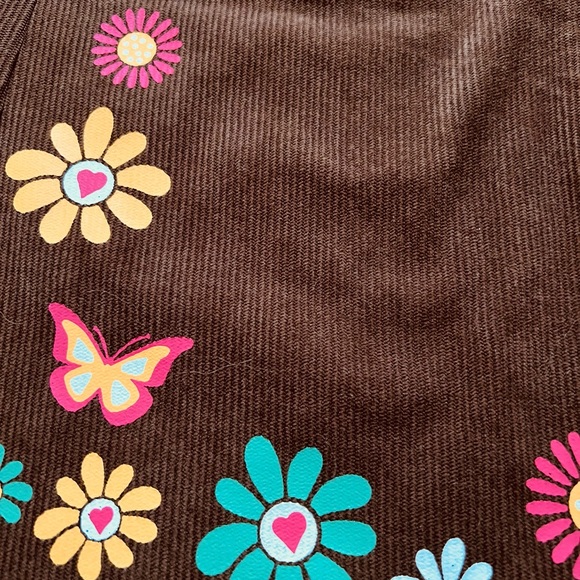 Butterfly and Floral Brown Corduroy Flare Pants - Picture 13 of 13
